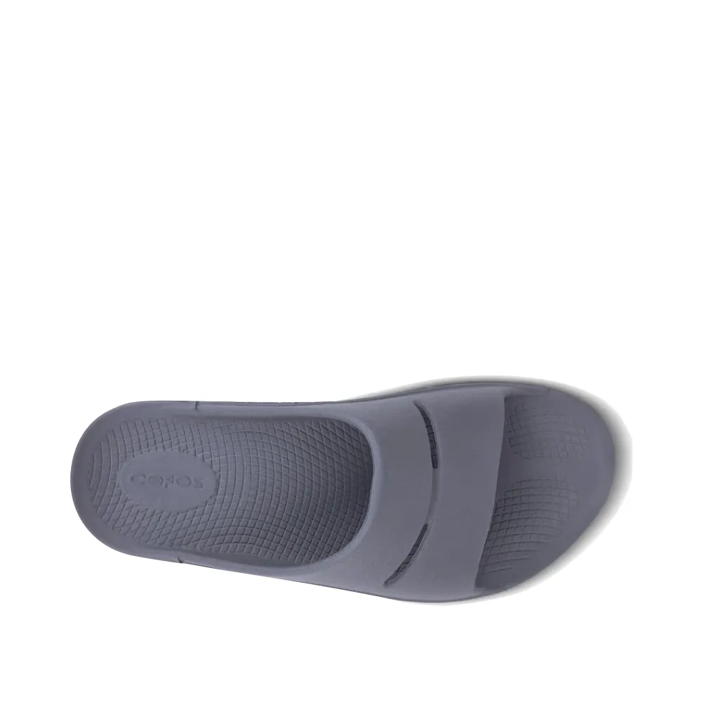 Abrasion Resistant Fabric OOfos OOahh Slide Sandal in Slate