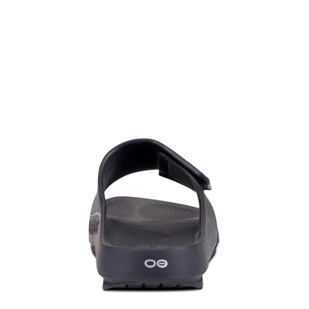 OOfos OOahh Sport Flex Adjustable Slide Sandal in Black Flexible Design