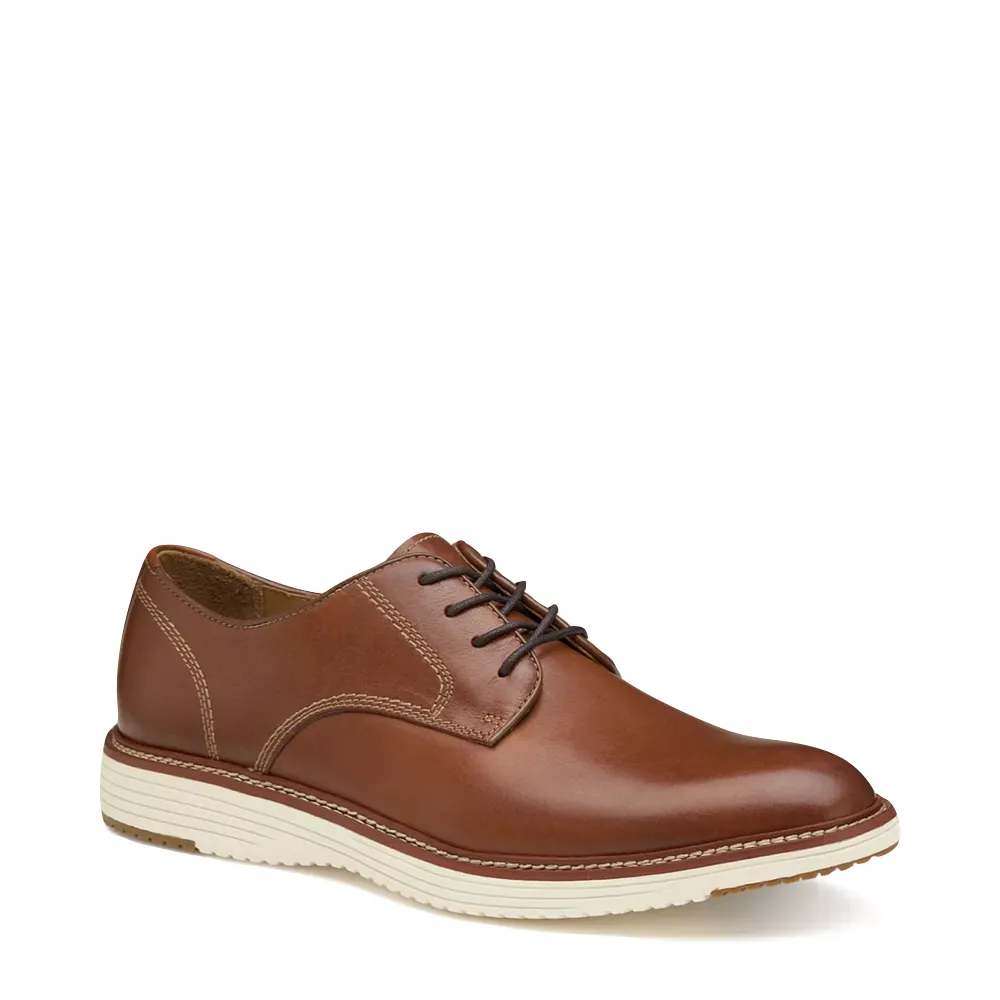 Cliff Path Johnston & Murphy Men's Upton Plain Toe Leather Lace Oxford in Tan