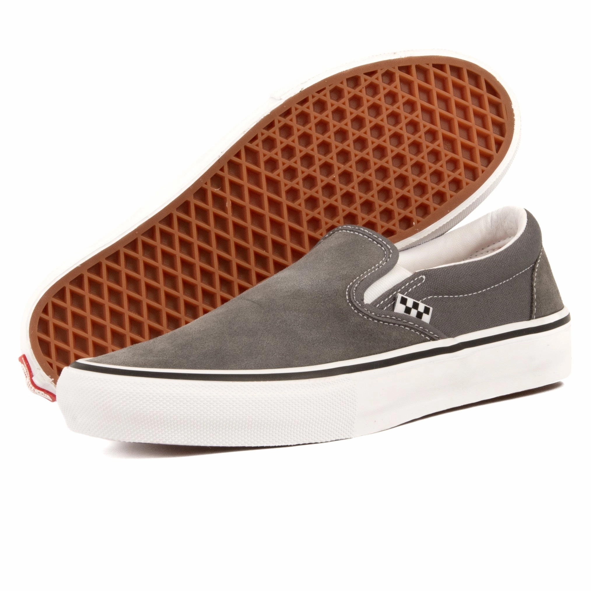 running on a rubber track shoes Vans - Skate Slip-On (Pewter/White)