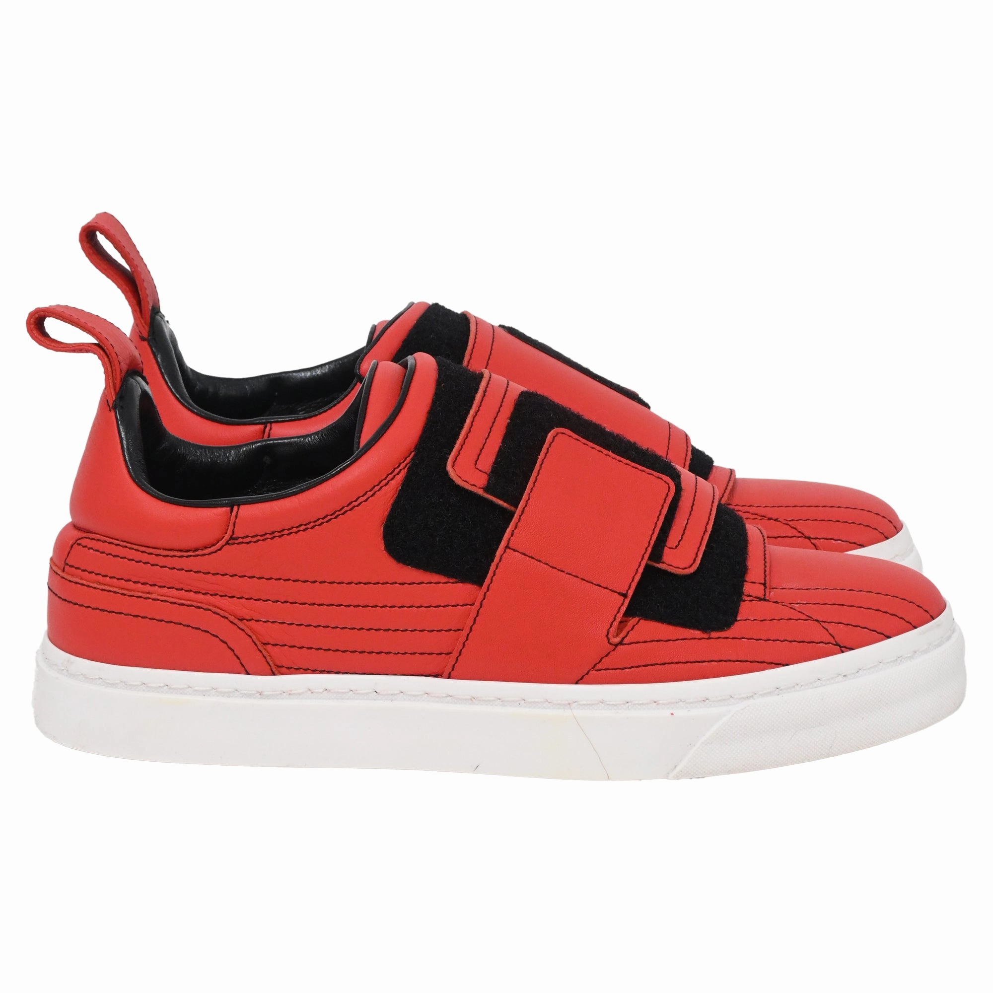 Paco Rabanne Contoured Effect Sneakers in Red Leather Thermoregulating Fabric Training Sneakers