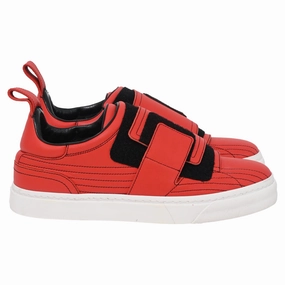 Paco Rabanne Contoured Effect Sneakers in Red Leather Thermoregulating Fabric Training Sneakers