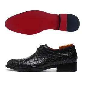 LUXX 7 - Red bottom leather derby dress shoes for men (alligator print) Executive Shade Corporate Look
