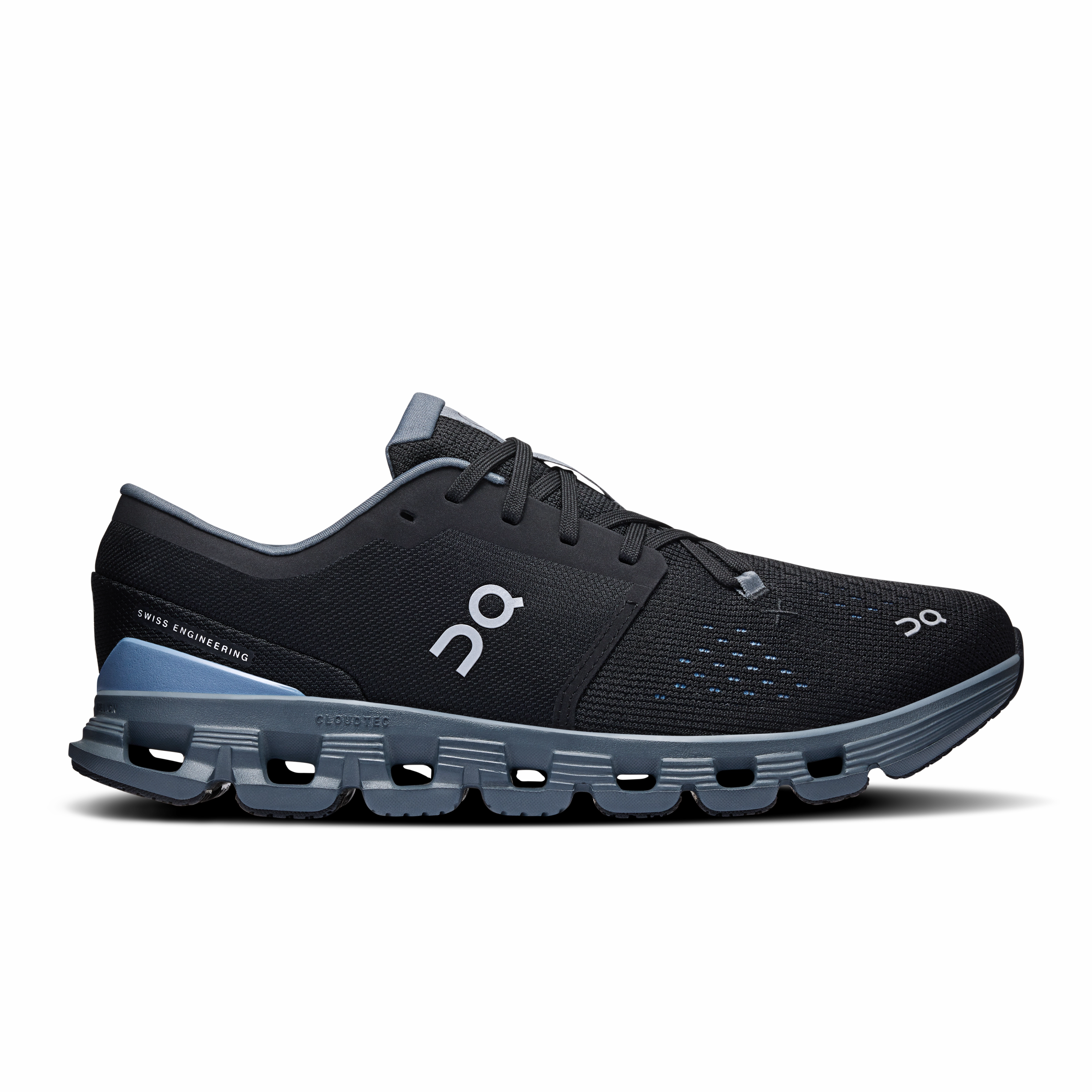 On Running Men's Cloud X 4 Shoes - Black / Chambray Foot - stability sports shoe alternative
