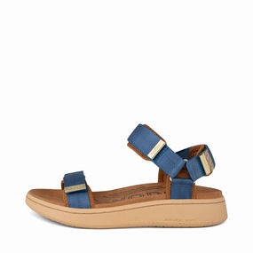 Timeless Accent Woden Women's Line Strap Sandal in Old Denim Blue