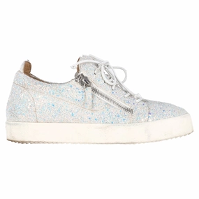 Giuseppe Zanotti May London Sneakers in White Glitter Low Top Style