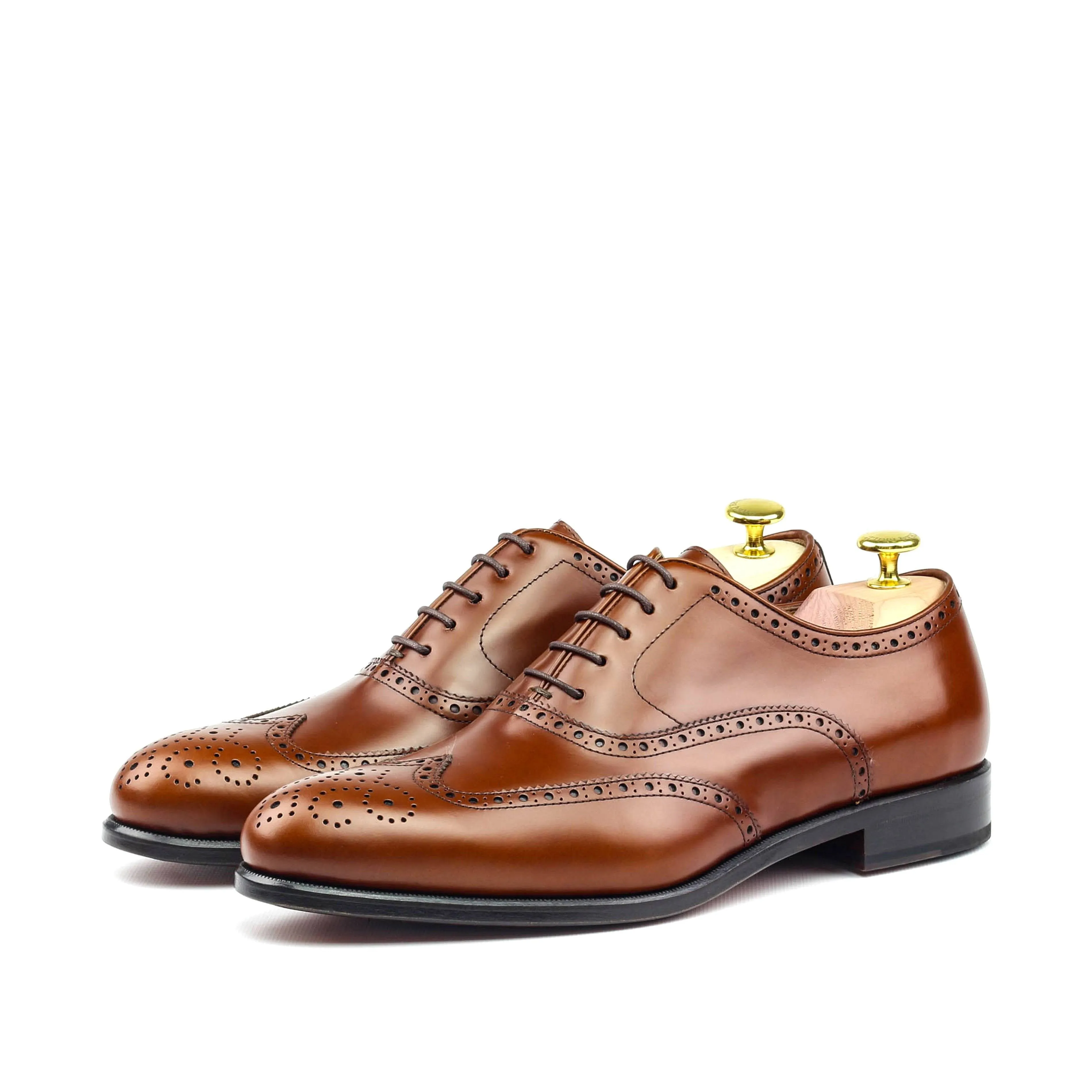 ALAN - Cognac Brown leather Wingtip Brogue Oxford sheos (big sizes) All-Day Durability Walking Oxfords