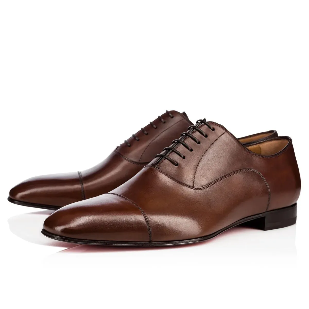 Cushioned Support Understated Styler The rossi V - Brown leather red bottom sole oxford dress shoes for men
