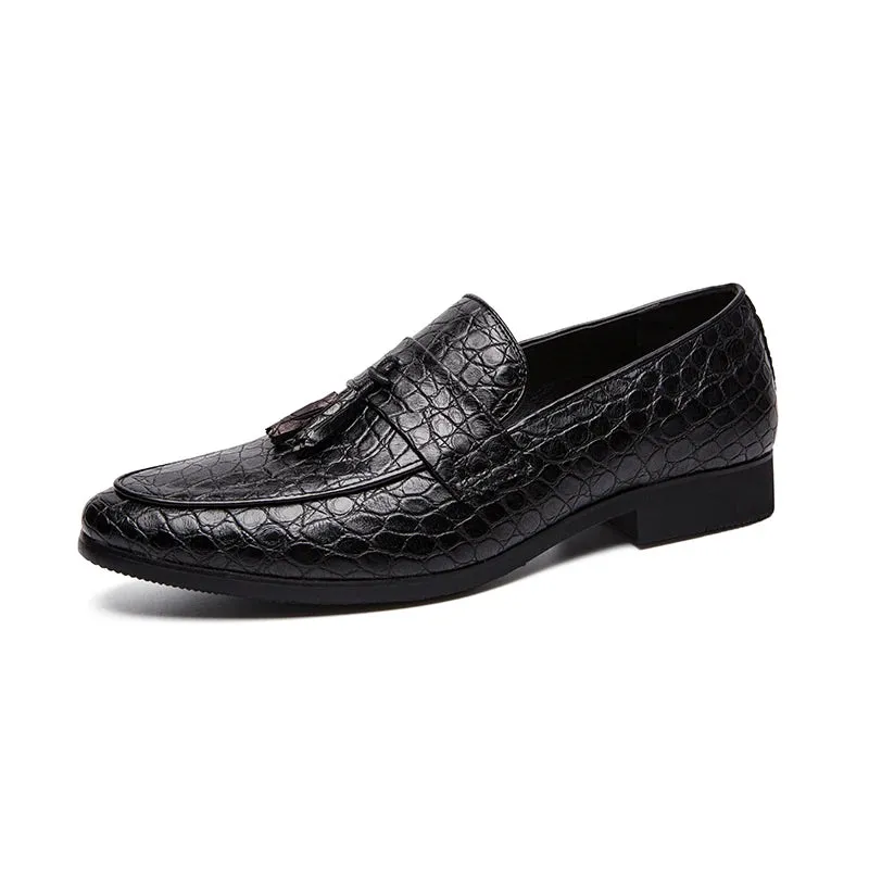 Refendi - Alligator print tassel loafers for men Pointed Toe Relax Mode