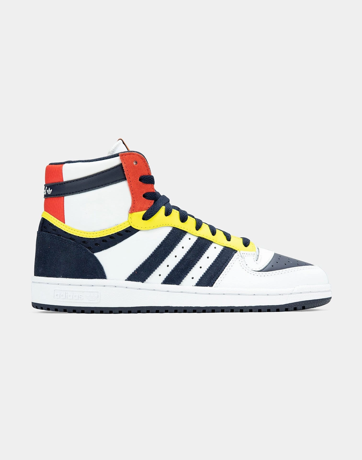 outdoor equipment titanium - reinforced shoes Adidas Men's Top Ten RB Hi Shoes - White / Navy / Red / Yellow
