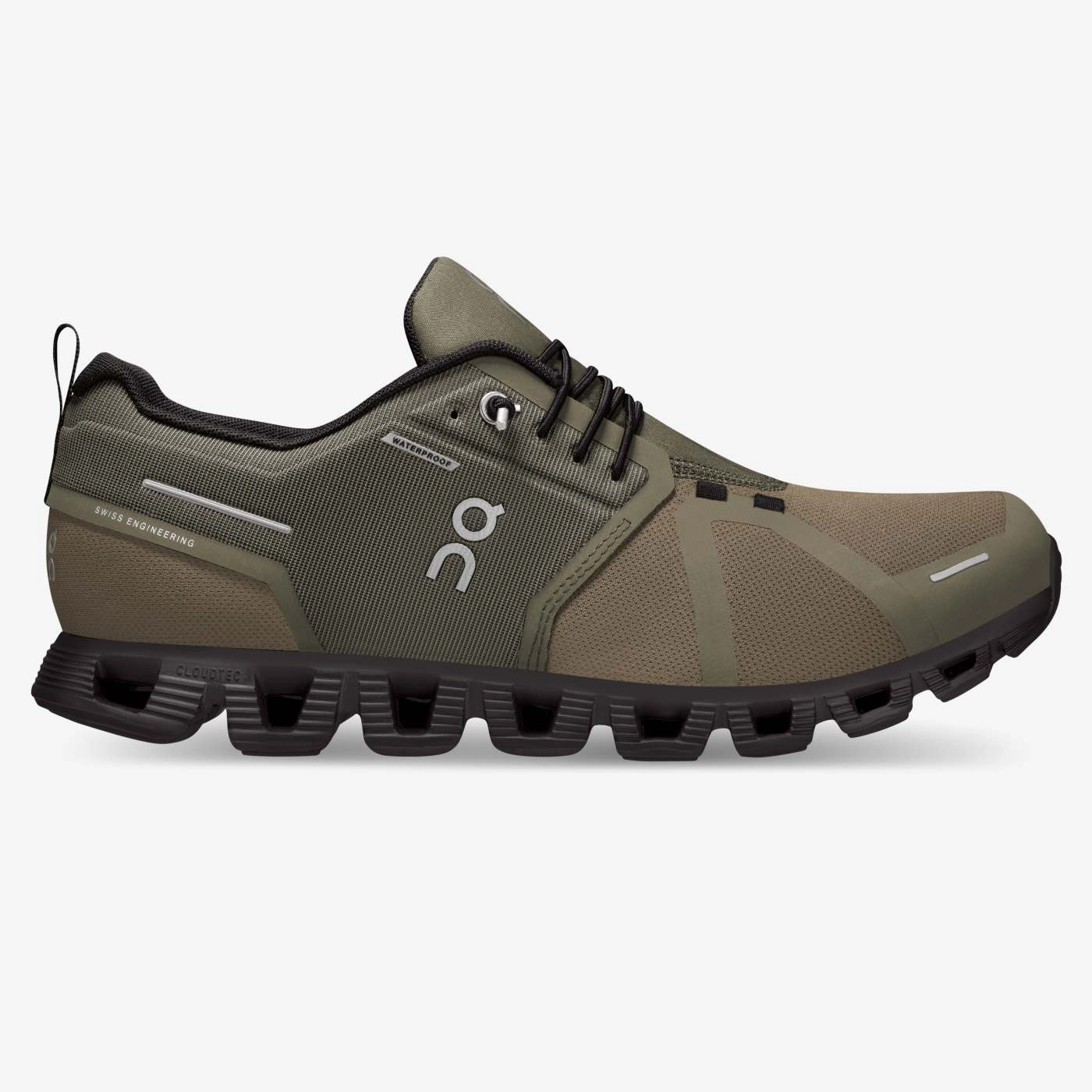 On Running Men's Cloud 5 Waterproof Shoes - Olive / Black Sturdy Construction