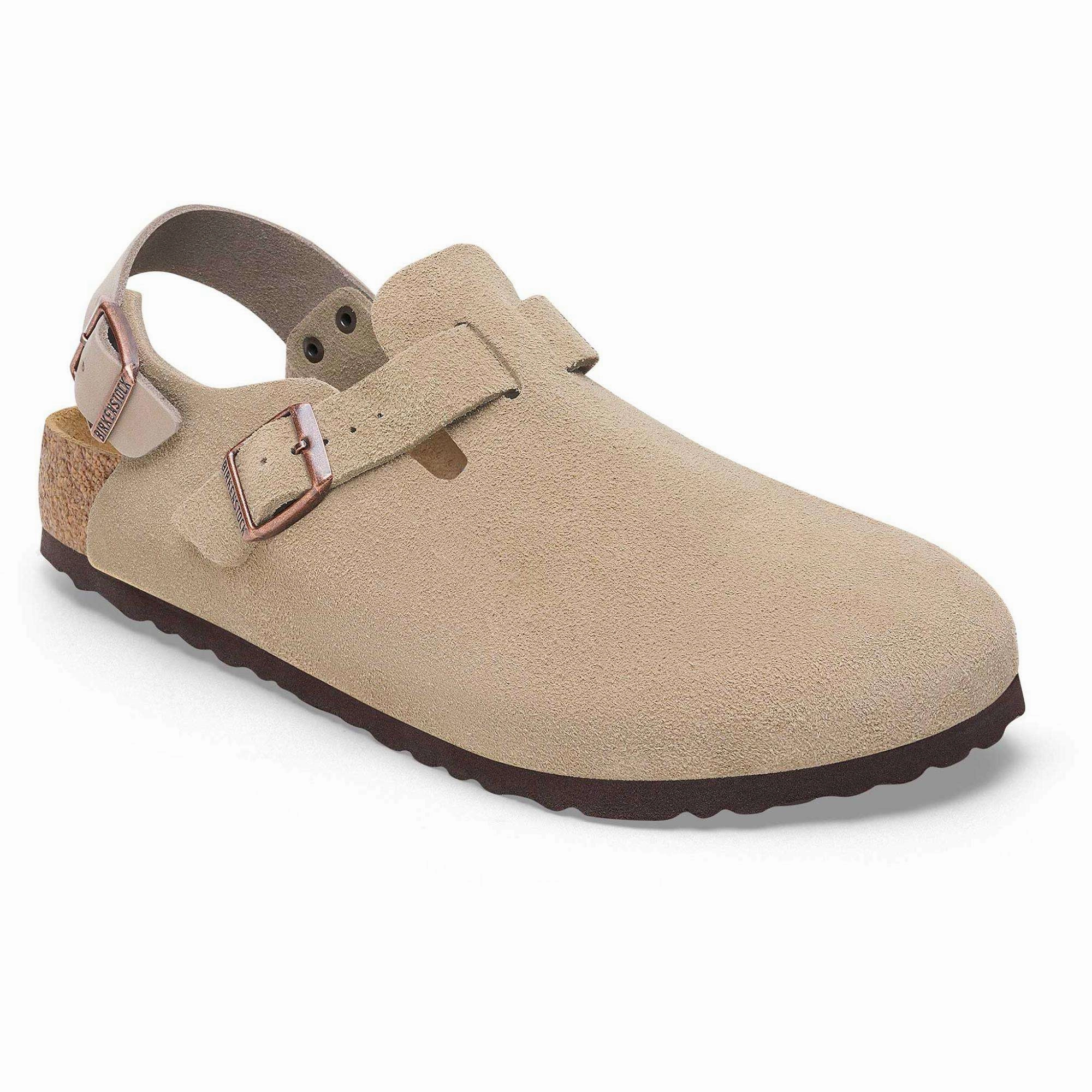Stay Comfy Timeless Appeal Birkenstock Women's Tokio Suede Leather Clog in Taupe