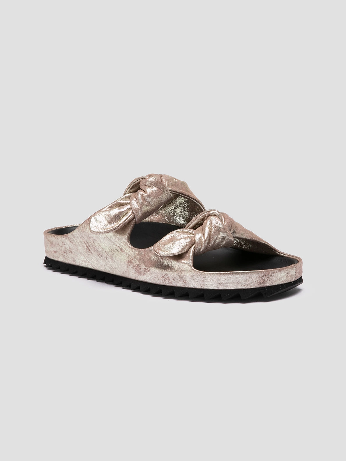 PELAGIE 021 - Gold Leather Slide Sandals Grip Safe