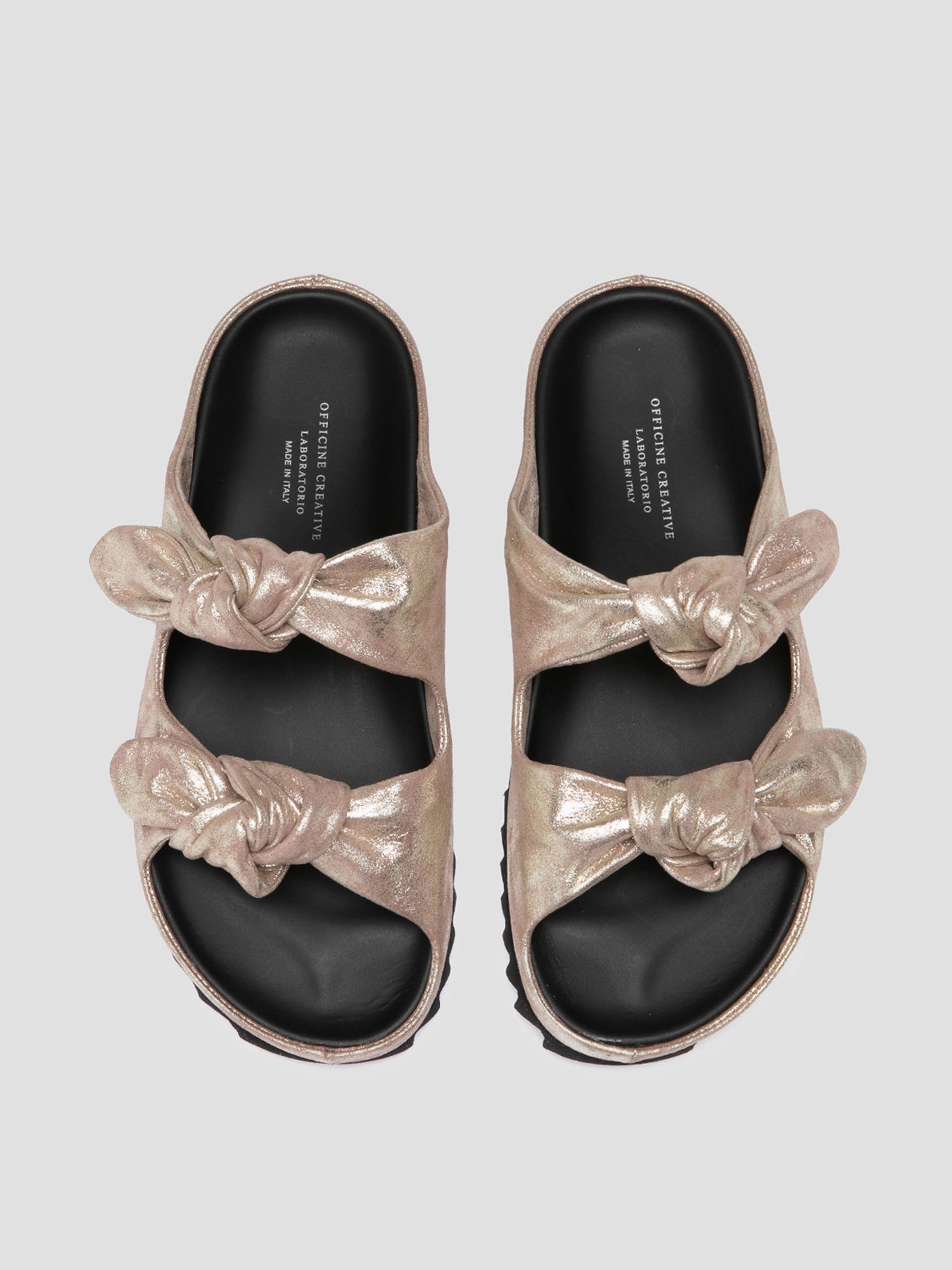 Open Frame Easy Wear PELAGIE 021 - Gold Leather Slide Sandals