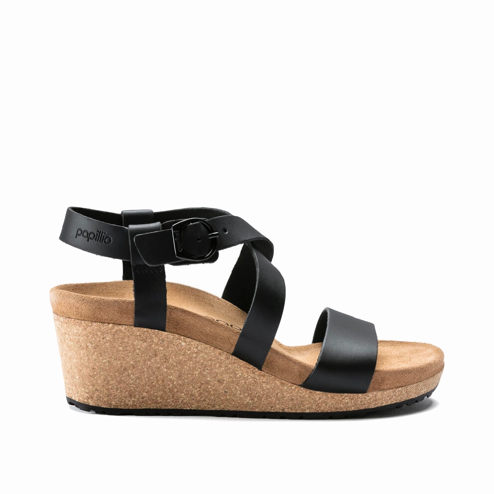 Stylish Design Birkenstock Women's Sibyl Smooth Leather Wedge Sandal in Black
