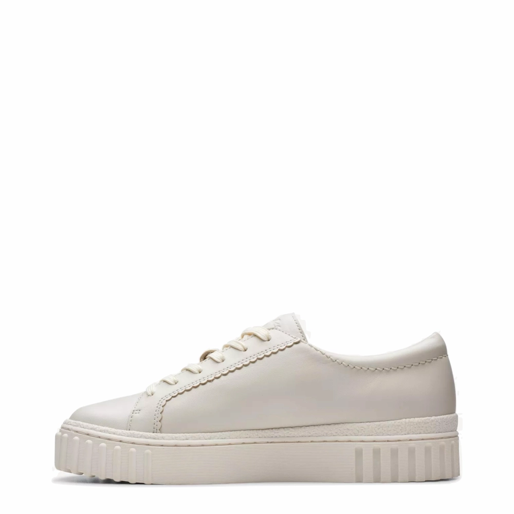 Clarks Women's Mayhill Walk Leather Sneaker in Off White Chic Comfort Run Errand