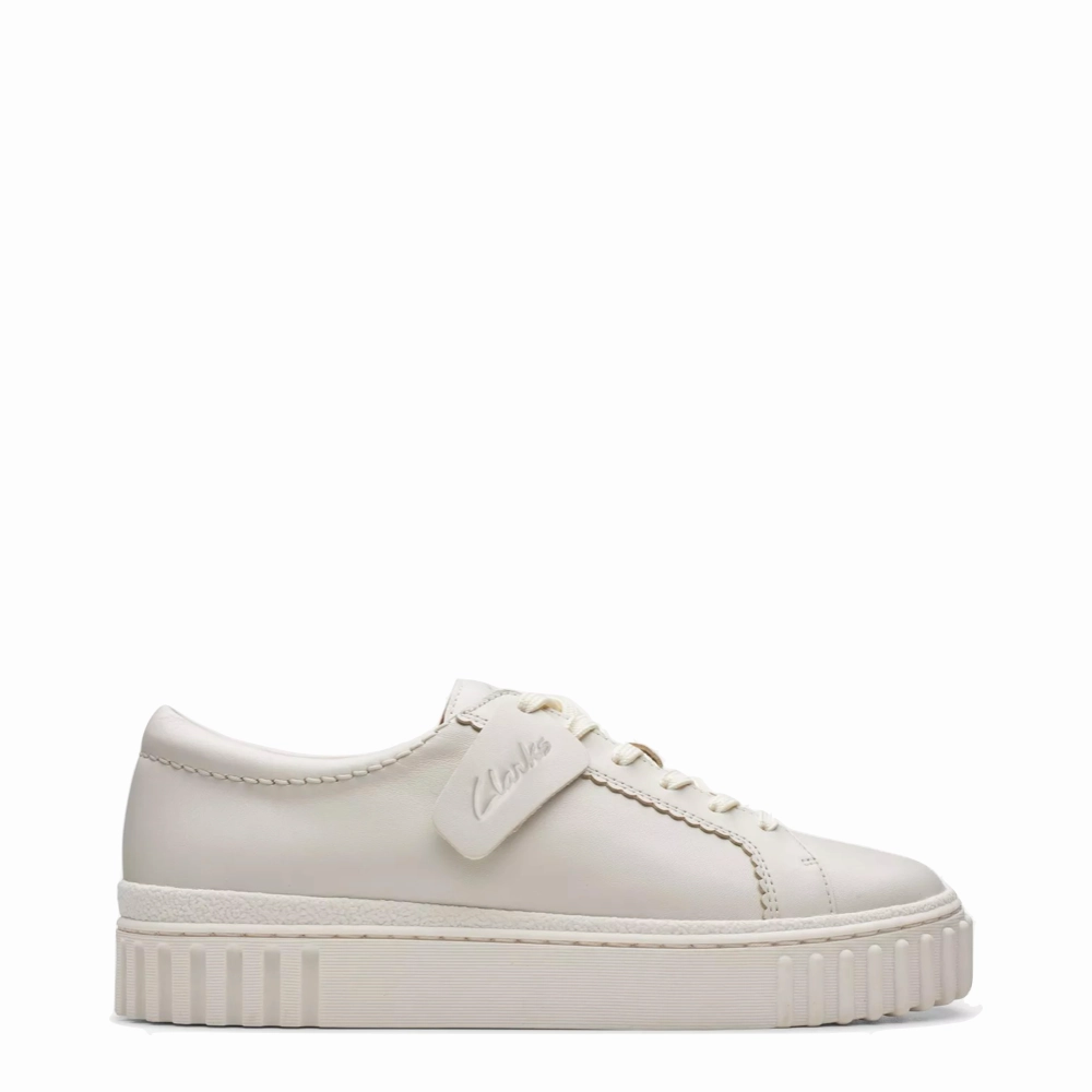Balance Step Clarks Women's Mayhill Walk Leather Sneaker in Off White