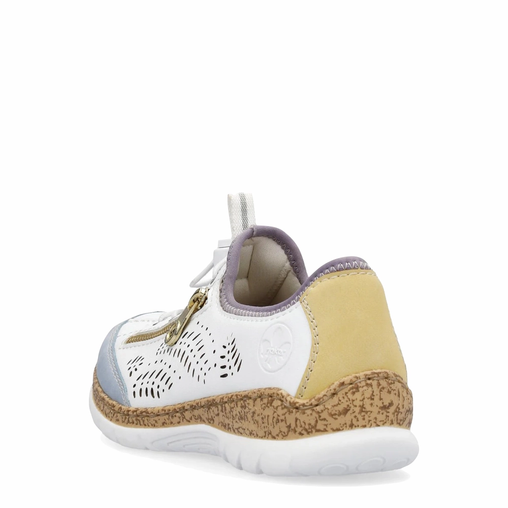 supportive insole Rieker Women's Nikita K6 Bungee Side Zip Sneaker in White