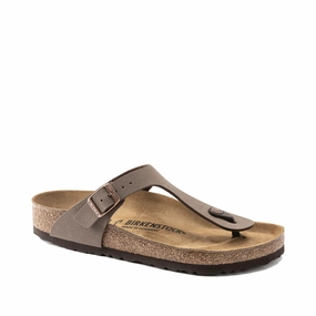 Birkenstock Women's Gizeh Birkibuc Thong Sandal in Mocha Thermo Regulating Insole