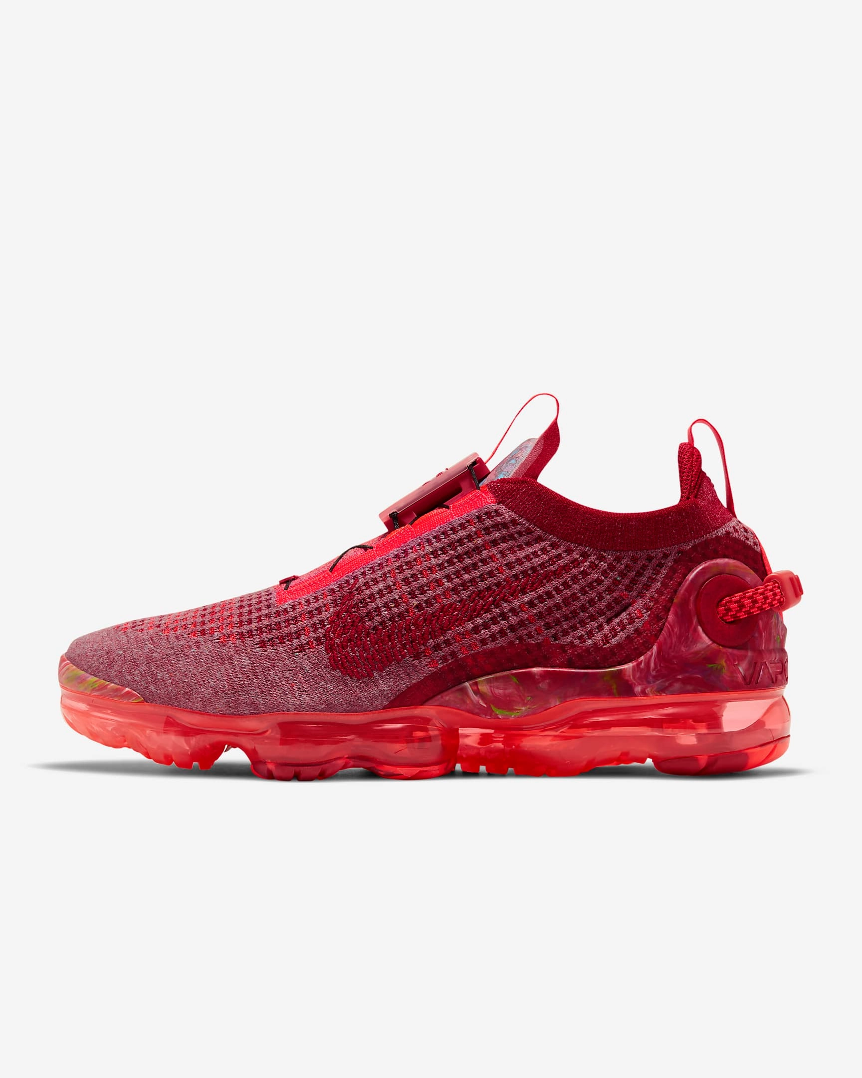 running in stadium TPU Heel Stabilizer Nike Men's Air Vapor Max 2020 FlyKnit Shoes - Team Red / Flash Crimson / Gym Red