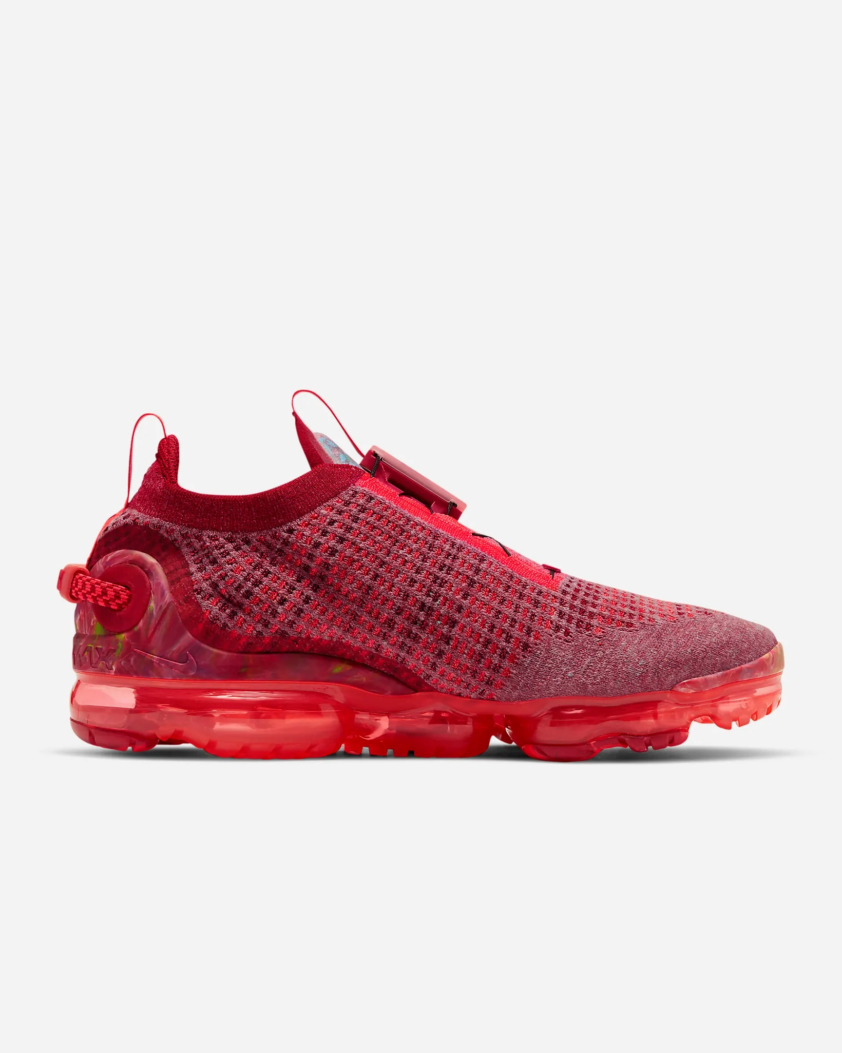 Nike Men's Air Vapor Max 2020 FlyKnit Shoes - Team Red / Flash Crimson / Gym Red Rollbar Support Frame Aerobic Efficiency