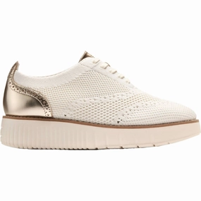 Adaptive Cushioning Tech Foot Style Women's Grand City Platform Stitchlight Oxford Shoes In Ivory Knit