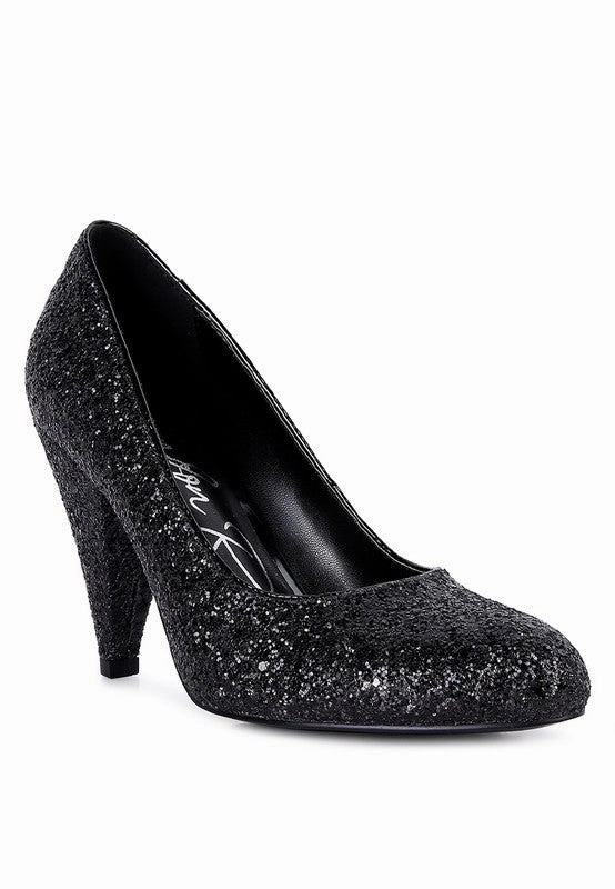 Sugar Plum - Glitter Conical Heel Pumps for women Metallic Shine