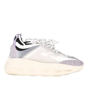 Versace Chain Reaction Sneakers in White Leather Adjustable Tongue