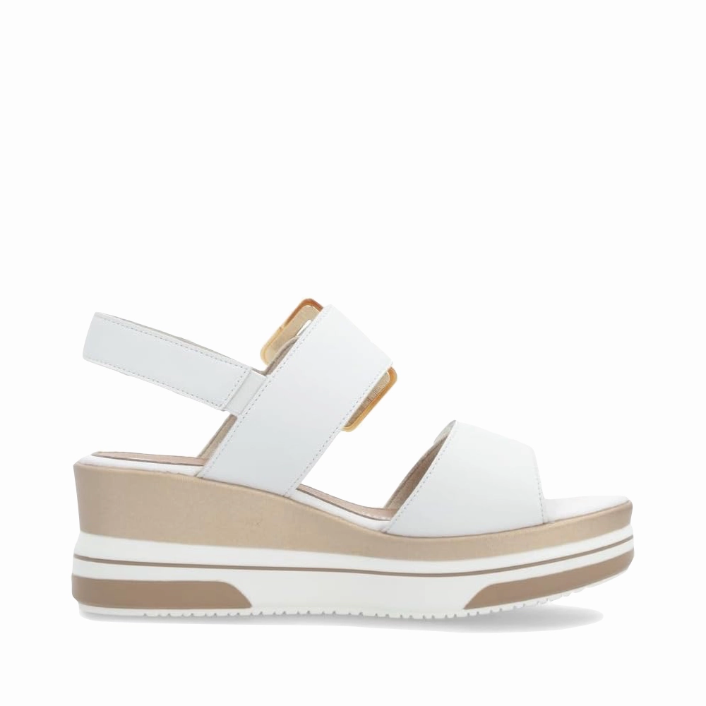 Remonte Women's Sabine 50 Wedge Sandal in Weiss White Tidy look