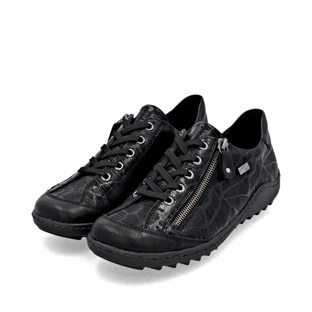 Practical Use Remote Women's Liv 02 Side Zip Waterproof Lace Sneaker in Schwarz Black