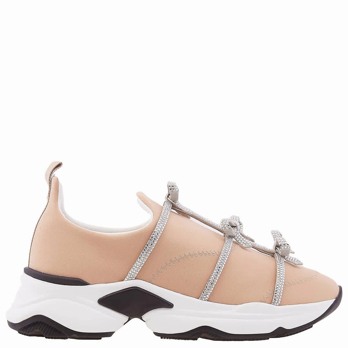 Foot alignment Zero Drop Sole Rene Caovilla Rhinestone Bow Embellished Sneakers