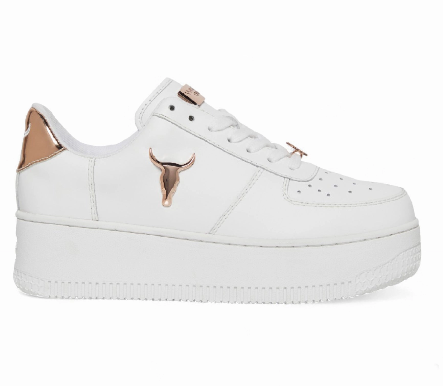 Rich - Women's White Low Top Leather Sneakers Dynamic Traction Outsoles
