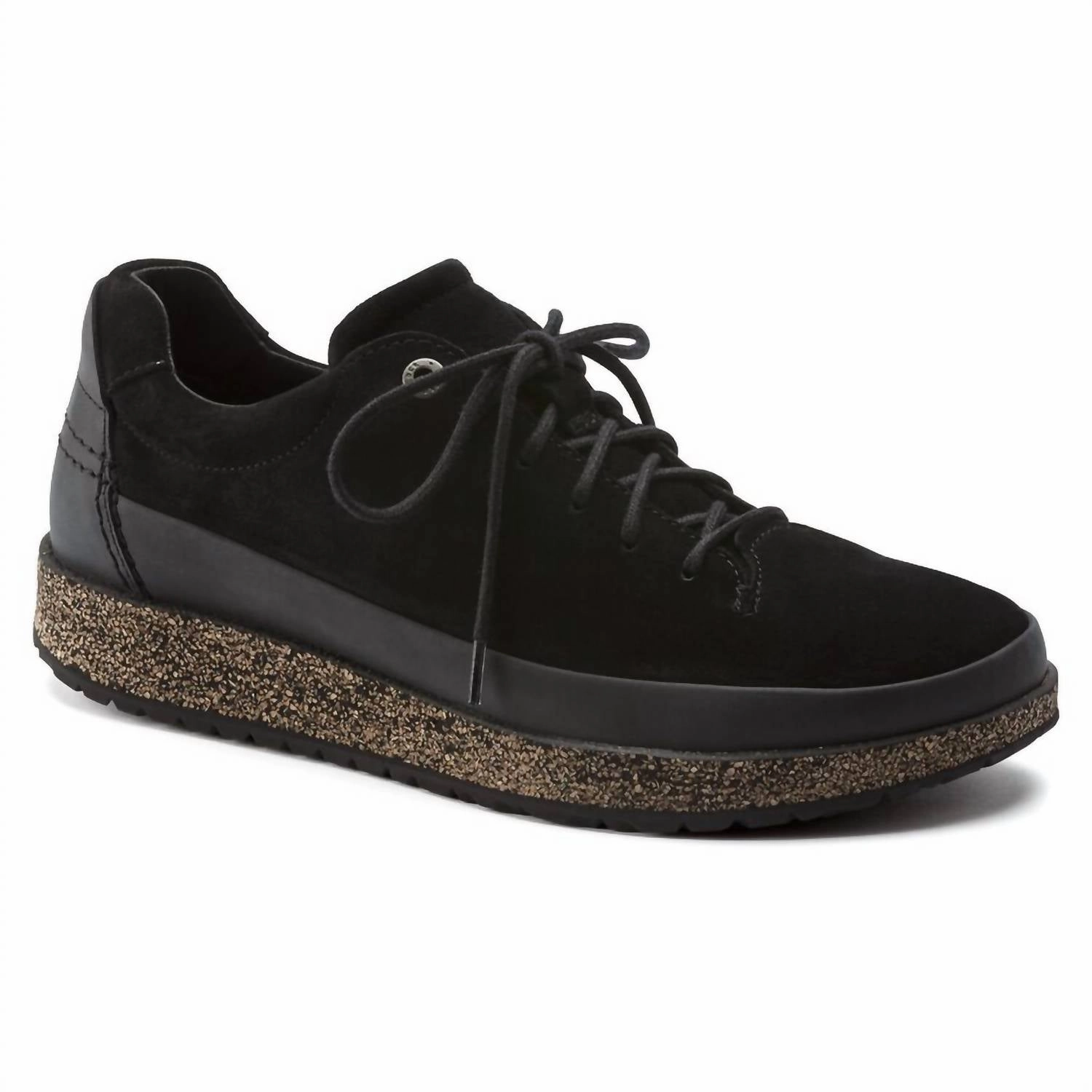 Women's Honnef Low Suede Leather Sneaker - Medium/narrow In Black Heel Cushioning
