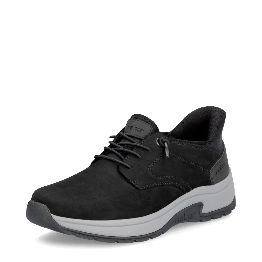 Rieker Men's Bruce 50 Elastic Lace Shoe in Black Stylish Upper Light Run