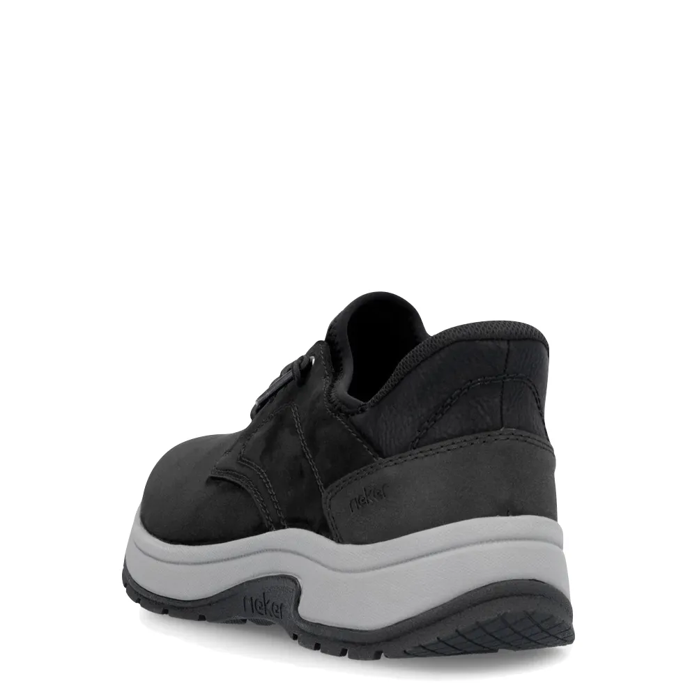 Collapsible Heel Rieker Men's Bruce 50 Elastic Lace Shoe in Black