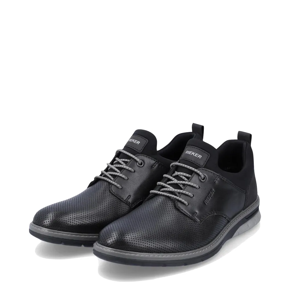 Rieker Men's Dustin 54 Bungee Dress Shoe in Black Shock Absorb