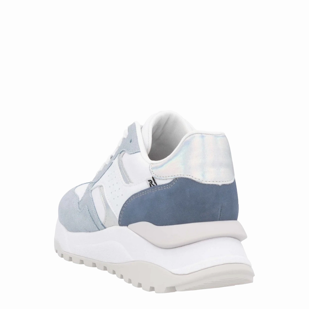 Rieker Women's Akilah 00 Sneaker in Blue/White/Jeans Bush Step Street Mode