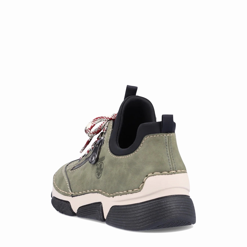 Rieker Women's Angela 73 Lace Slip On in Olive Mood Light