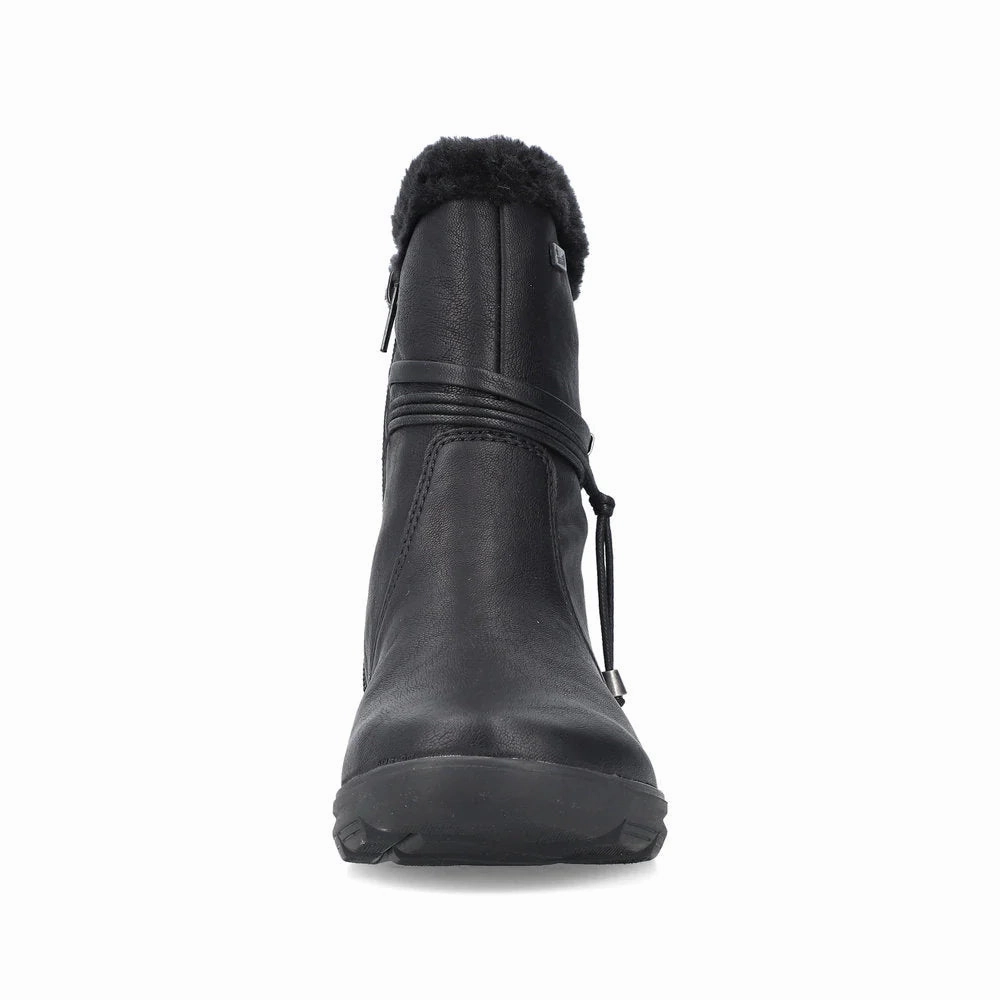Cushioned Fit Rieker Women's Berta 70 Side Zip Waterproof Boot in Black