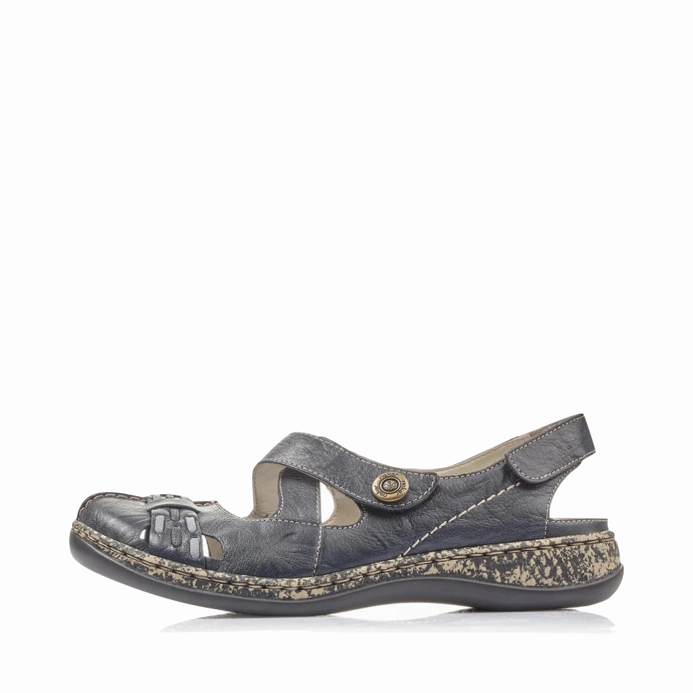 Neutral Style Rieker Women's Daisy 77 Cross Strap Mary Jane in Pazifik Blue