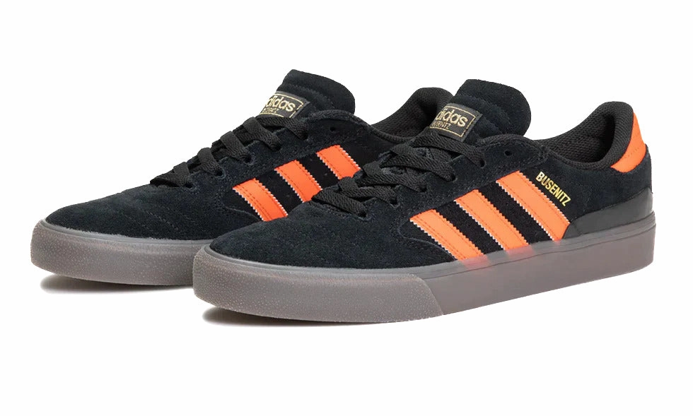 Adidas - Busenitz Vulc II (Core Black/Coral Orange) thin insole shoes
