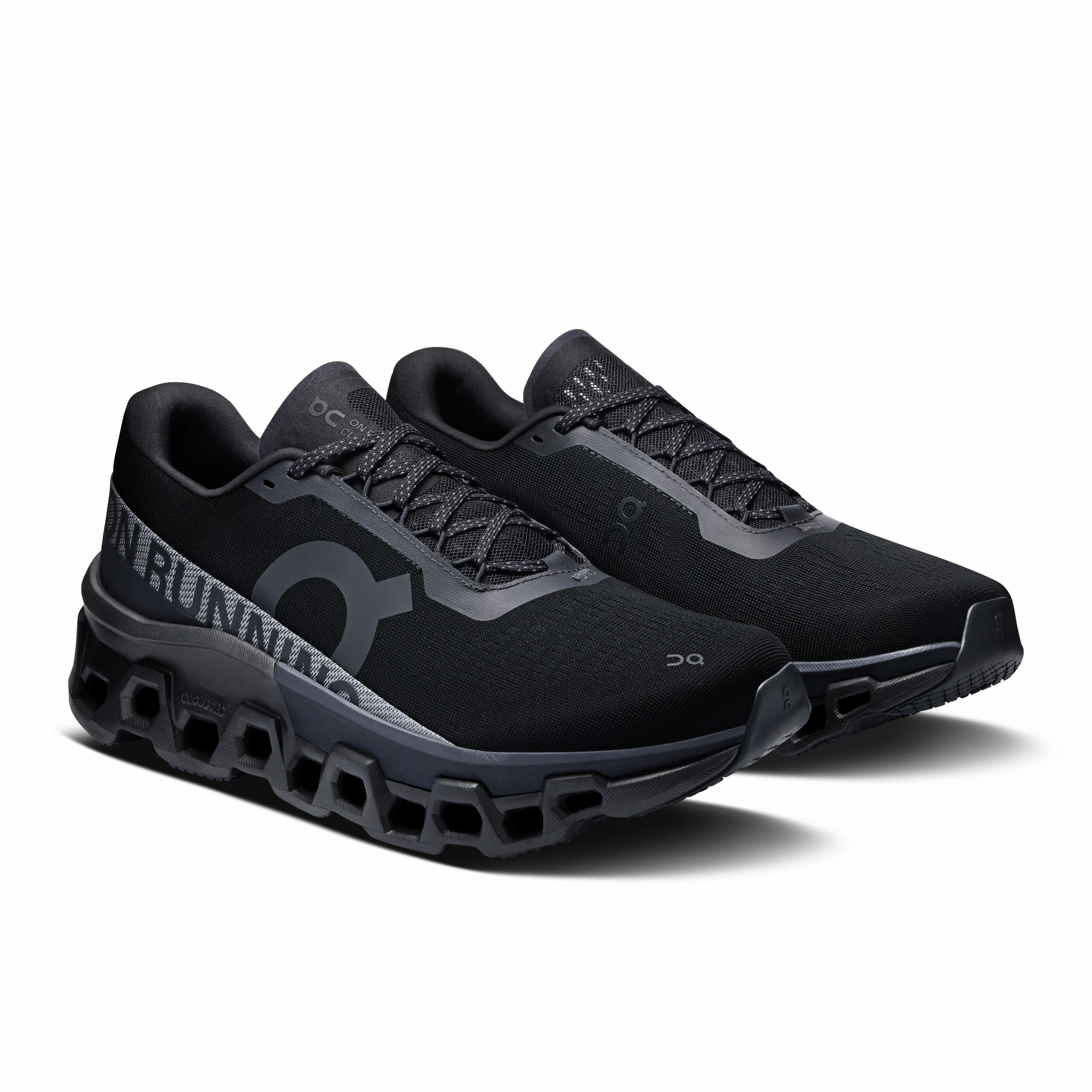 On Running Men's Cloudmonster 2 Shoes - Black / Black supportive fabric shoes exploration