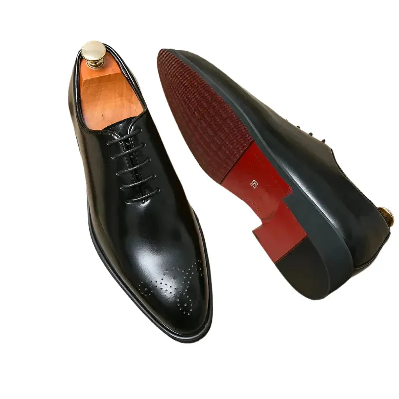 Rosso Nuov - Red bottom sole Leather Oxford dress shoes for men. Whole cut Meeting Prep Stylish Appeal