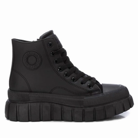 Padded shock absorption Comfortable Front Women's Casual High Top Sneakers In Black