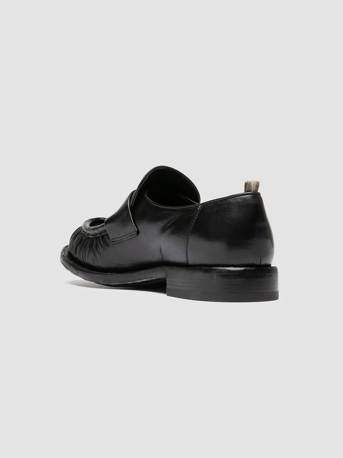 RUGGED 009 - Black Leather Penny Loafers Classic Casual Shoes