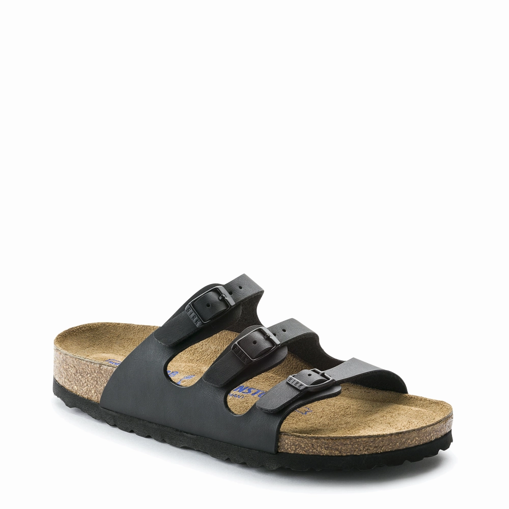 Birkenstock Women's Florida Soft Footbed Birko-Flor Sandal in Black City Travel