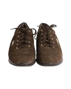 Neutral Tones Signature flexibility Salvatore Ferragamo Lace-Up Sneakers in Brown Suede
