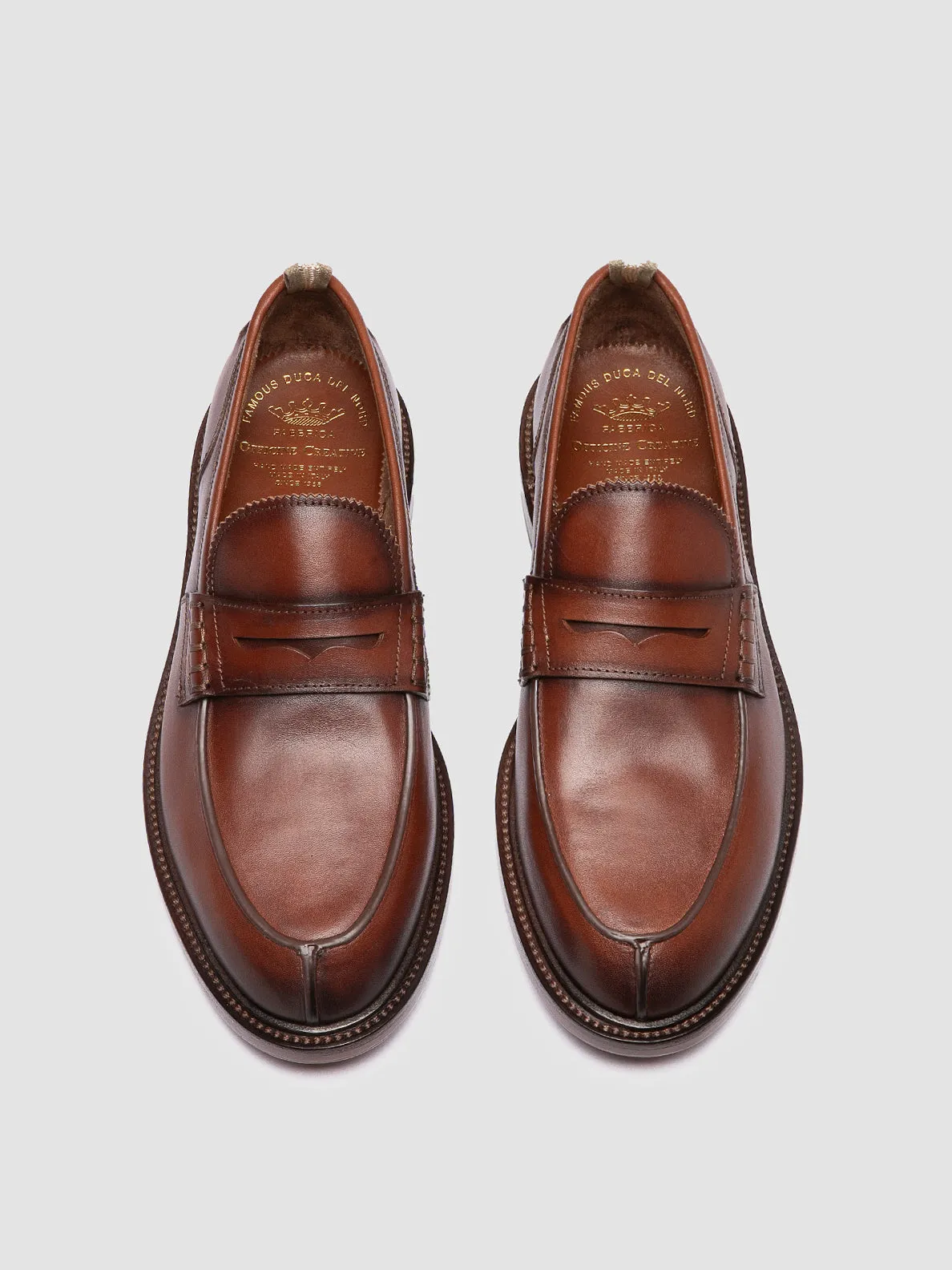 Non-Slip Shoes Synthetic SAX 001 - Brown Leather Penny Loafers