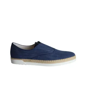 High Top Style Tod's Espadrille Slip On Sneakers in Blue Denim