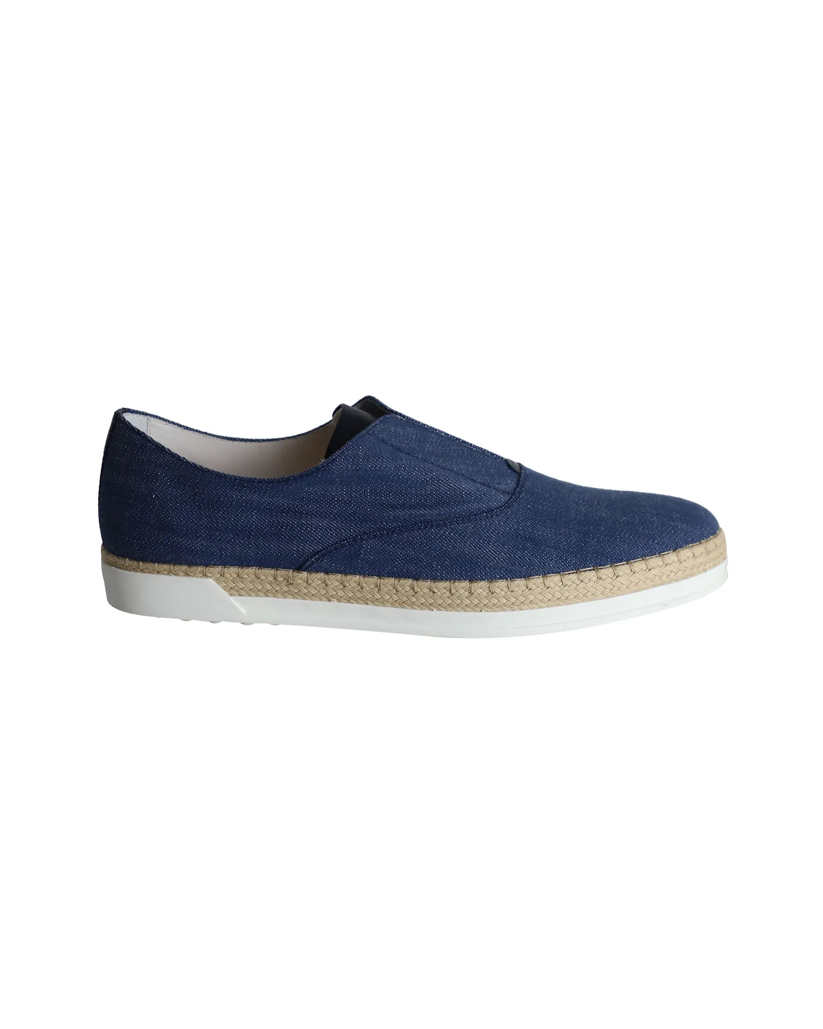 High Top Style Tod's Espadrille Slip On Sneakers in Blue Denim